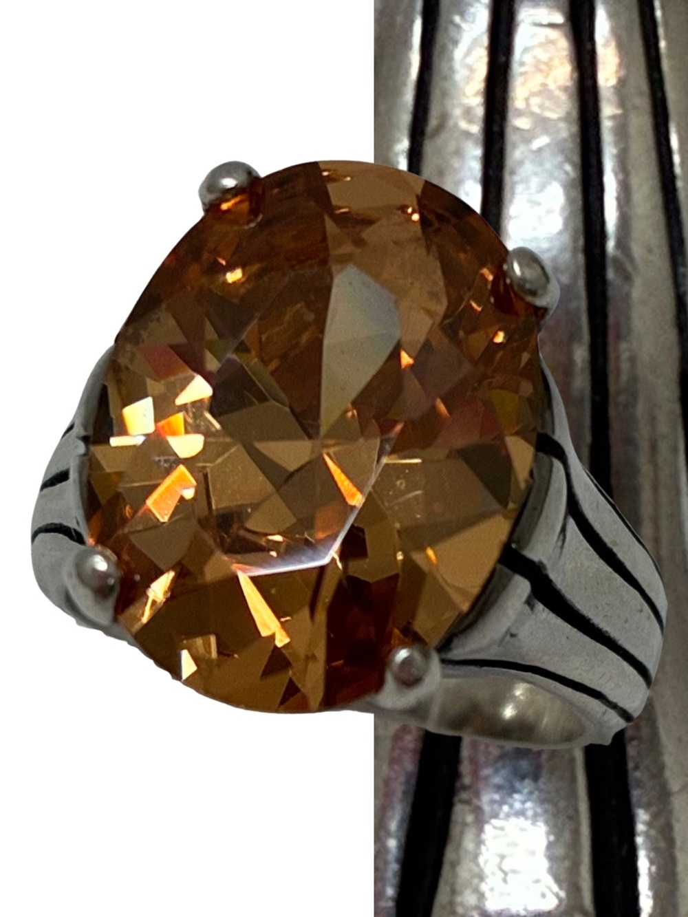 Silpada Champagne CZ and Sterling Ring